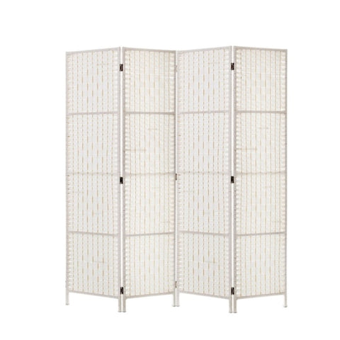 Artiss 4 Panel Room Divider Screen 163x170cm Woven White RD-C-8001-4P-WH