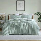Ardor Frankie Sage Stripe Yarn Dyed Reversible Quilt Cover Set Queen V442-INT-QUILTCS-FRANKIESTRIPE-SAGE-QS