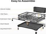 CARLA HOME Expandable Dish Drying Rack with Drainage Spout, Utensil Holder & Drainboardfor Kitchen V178-36264