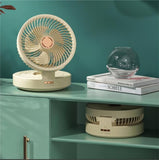USB Rechargeable Auto Oscillation Tilt Adjustable Cordless Fan with Remote Control and Night Light V915-EL0111