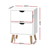 Artiss 2X Bedside Table 2 Drawers - BODEN White FURNI-E-SCAN-BS01-WHX2