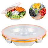 Divided Serving Tray with Lid - Stainless Steel 6 Compartment 9inch Snack & Veggie Tray for Parties V1369-AZ3-W-17576
