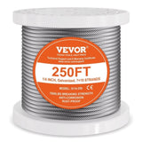Carbon Steel Cable 6.35 mm 7 x 19 Steel Wire Rope 76.2 m Cable Railing V952-DXGSSDXQT14I95RCZV0