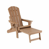Gardeon Folding Sun Lounger Adirondack Chair Outdoor Lounge Setting HDPE Recliner Footrest Khaki FF-BEACH-HEFD-OTTO-KH