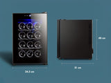 12 Bottle Thermoelectric Wine Fridge, 65W, UV Protected Glass Door, Soft LED Illumination V196-BF12