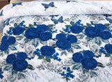 Blue Floral Rose Meadow Bedspread Coverlet 3 Piece Set V745-AC080893Q13U