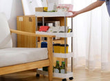 4-Tier Slim Storage Cart Bathroom Floor Standing Organizer Rolling Cart Corner Cabinet Shelving Unit V1369-AZ3-W-10217