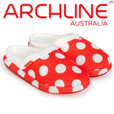 ARCHLINE Orthotic Slippers Slip On Scuffs Pain Relief Moccasins - Red Polka Dot - EUR 43 V563-AS402-43