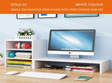 Wooden Desk Monitor Riser Stand With 3Tier Storage Shelves Desktop Bookshelf V462-SP-55-04