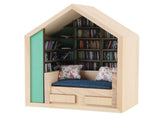 Miniature Bookshelf Handmade Wooden House Model with Small Pillows Funny Mini Bookshelf Ornament for V1294-YM0901-3115240127511
