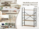 CARLA HOME 4 Tier Bookshelf - Industrial Display Shelf - Brown - Rustic - Steel - Living Room Office V178-36413