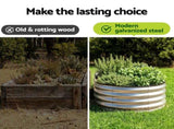 Green Fingers Raised Garden Bed Galvanised Oval Metal Planter Box Large Outdoor 120x60x30cm Silver GB-OVAL-1206030-SL
