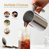 Silver French Press Coffee Maker 1000ml with Coffee Bean Can Extra Filter Gift Set V498-FRENCHPRESS1000SETSL