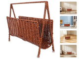 Woven Rattan Magazine Organizer Farmhouse Standing Rack for Home Decor V1366-AZ2-W-19507