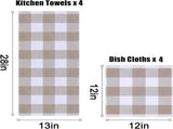 Homaxy 100% Cotton Waffle Weave Check Plaid Kitchen Towels, 13 x 28 Inches, 4-Pack, White & Black V1258-DP02-F-159