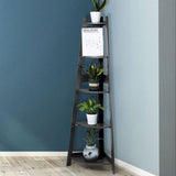Levede 5 Tier Corner Shelf Wooden Storage Black BO1013-BK