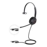 Yealink UH37 Mono USB Wired Headset, UC, USB-C/A, 35mm Speaker, Busylight, Leather Ear Cushion,HD V1202-V2-IPY-UH37-M-UC-CA