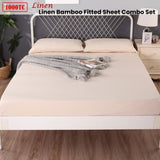 Ramesses 1000TC Linen Bamboo Fitted Sheet Combo Set Linen Single V442-KIT-FITTEDSS-LINENBAMBOO-LINEN-SB