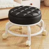 Plastic Rolling Low Stool with Wheels Living Room, Bedroom, and Home Office, Mobile Step Stool V1369-AZ3-W-12059