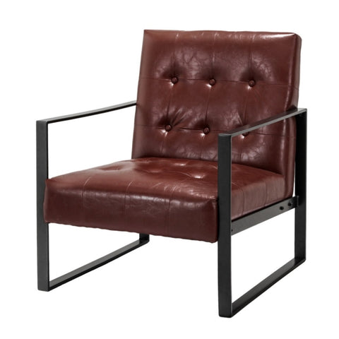 Artiss Armchair Lounge Chair Accent Chairs PU Leather Sofa Brown Metal Frame UPHO-C-ARM-01-PU-BR