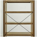 Adjustable Bookcase with Open Shelves, Rubberwood and Acacia Veneers, Indoor Use LSB-68976