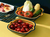 Drain Basket Double Layer Side Handle PP Rapid Draining Thickened Washing Basket for Kitchen Yellow V1294-YM0716-3118220157711