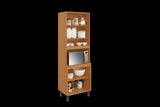 Flat Pack DIY Wooden Kitchen Cupboard/Pantry with 4 Doors 6 Shelves in White and Cinnamon Finish V1112-3600001960/1961