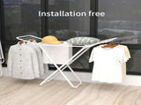 Double Wing Floor Folding Drying Rack For Clothes Quilt Towel-White V1161-108152