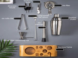 Complete Cocktail Shaker Bar Tool Kit 750ml, Home Bartender Mixology Set with Bamboo Storage Stand V1265-YY-323