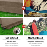 Weisshorn Self Inflating Mattress 10CM Camping Sleeping Mat Air Double Coffee CAMP-MAT-SUE-DT-CO