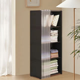 Multi-Tier Floor Standing Clothing Storage Cabinet with Bookshelf Shelving 4-Layer Compartment V1366-AZ2-W-12689