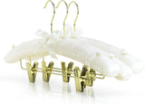 HANGERWORLD Pack of 5 Ivory Satin Padded Hangers with Clips for Skirts, Pants & Sweaters with V1258-DP02-F-301