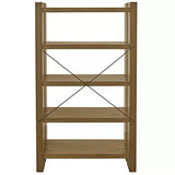 Adjustable Bookcase with Open Shelves, Rubberwood and Acacia Veneers, Indoor Use LSB-68976