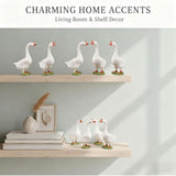 12 Pcs Desktop Goose Mini Plastic Desk Goose Statue, Small Geese Figurines for DIY Crafts, Farm V1192-AZ-W-26261