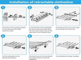 Extendable clothesline - Retractable clothesline - 5 lines of 3.75 m each - Roll-up clothesline V1188-MS101-03226-1