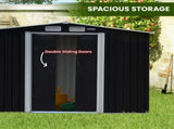 Wallaroo Garden Shed with Semi-Closed Storage 10*8FT - Black GSS-BSW-108S-BK