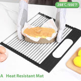 2 Pack Large Stainless Steel Roll Up Dish Drying Rack with Utensil Holder for Home Kitchen LSB-36044