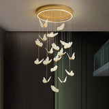 BAMDECOR LT05 19 Nordic Butterfly Luxury Chandeliers Pendant Lights for Villa Stair Home Decoration V255-BAM-LT05-19H-GOLD