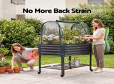 Green Fingers Mobile Raised Garden Bed with Net Cover Storage Shelf for Tomato Vegetables Herb GB-AG-PLAT-GH-GR