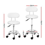 Artiss 2x Salon Stool Swivel Chair Backrest White SALON-B-4128-WHX2