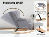Artiss Rocking Armchair Nursing Chair Linen Fabric Grey UPHO-B-ROCK02-LIN-GY