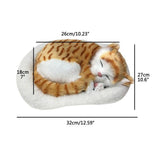 Realistic Sleeping Cat Toy Breathing Cat Stuffed Animal Doll with Mat Plush Toys for Children Home V1294-YM0714-10332434