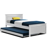 Artiss Bed Frame King Single Size Wooden Trundle Daybed White ELVIS WBED-D-03KS-107-AB