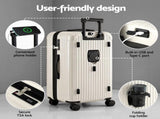 Wanderlite 28" Trunk Luggage Suitcase Travel 5 Wheels Type-C Port TSA Smoky White LUG-ABS-TRUK-28-SW