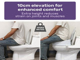 EQUIPMED Raised Over Toilet Seat, 10cm Riser, 125kg Capacity, Raiser with Lid, White V219-HELSBSEQTS7A