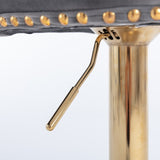 4x Height Adjustable Swivel Bar Stool Velvet Studs Barstool with Footrest and Golden Base- Grey V226-SW1912GY-2