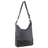 Pierre Cardin Womens Large Leather Multi Zip Perforated Cross-Body Bag - Teal V563-PC-3338-TEAL
