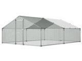 Metal Chicken Coop, 9.8x13.1x6.5 ft Large Walk-in Chicken Runs with Cover, Spire Roof Hen House V952-JSJS342MJDDMF1LS3001V0