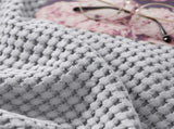 Cotton Waffle Blanket - Grey Textured Throw 110x160cm for Sofa, Office and Travel Use V888-ELOSUNG54959-1