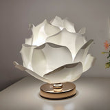 Dimmable Rose Shape Table Lamp - Romantic Floral Ambient Light with Metal Base for Bedroom, Living V1107-124-29620-WHI